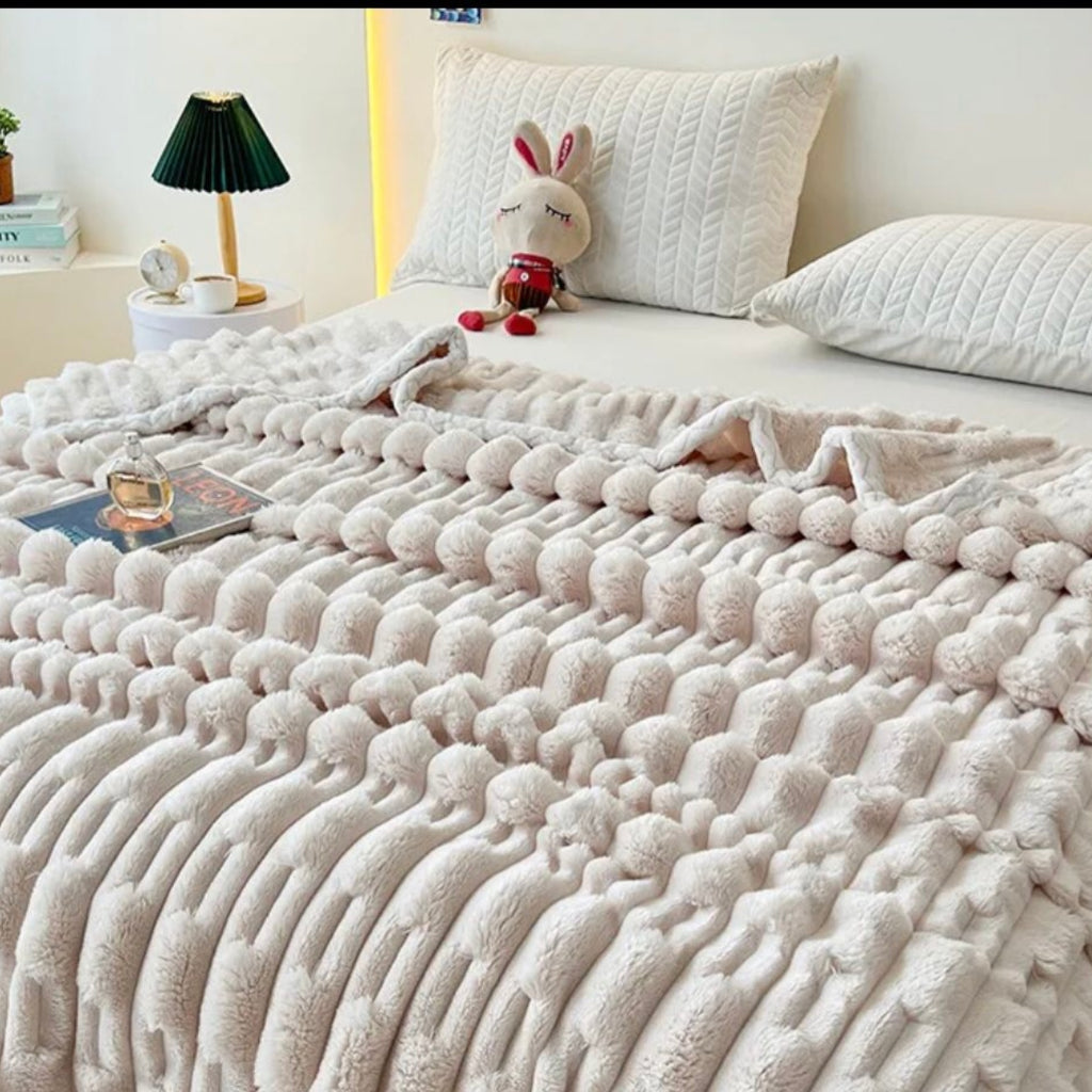 Σετ Κουβέρτοπάπλωμα Γούνα Rabbit 220x240cm 4τμχ Λευκό 986512