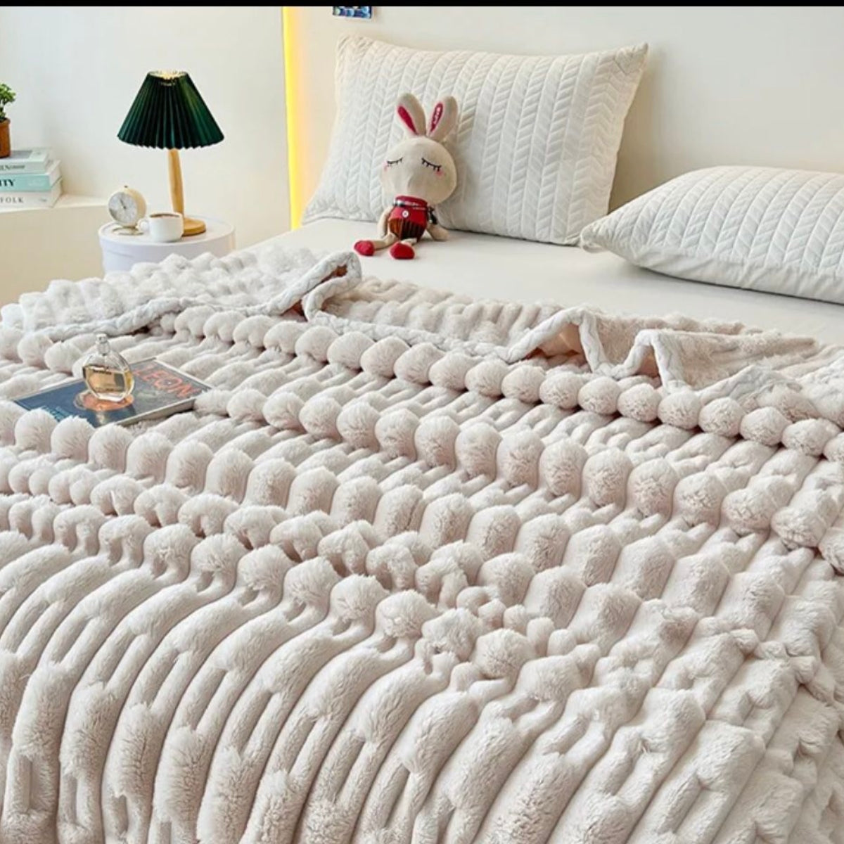 Σετ Κουβέρτοπάπλωμα Γούνα Rabbit 220x240cm 4τμχ Λευκό 986512