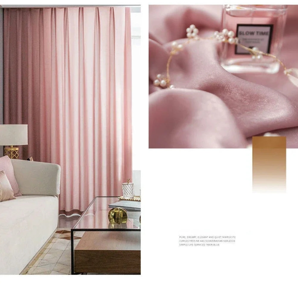 Velour Satin Κουρτίνα Ροζ 80% Σκίασης Με Τρέσα Υ270x2Φ80cm 341-10