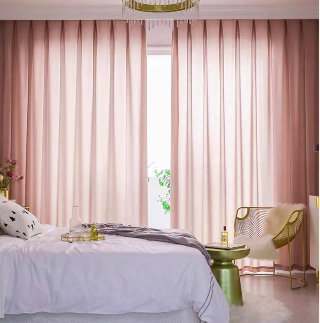 Velour Satin Κουρτίνα Ροζ 80% Σκίασης Με Τρέσα Υ270x2Φ80cm 341-10