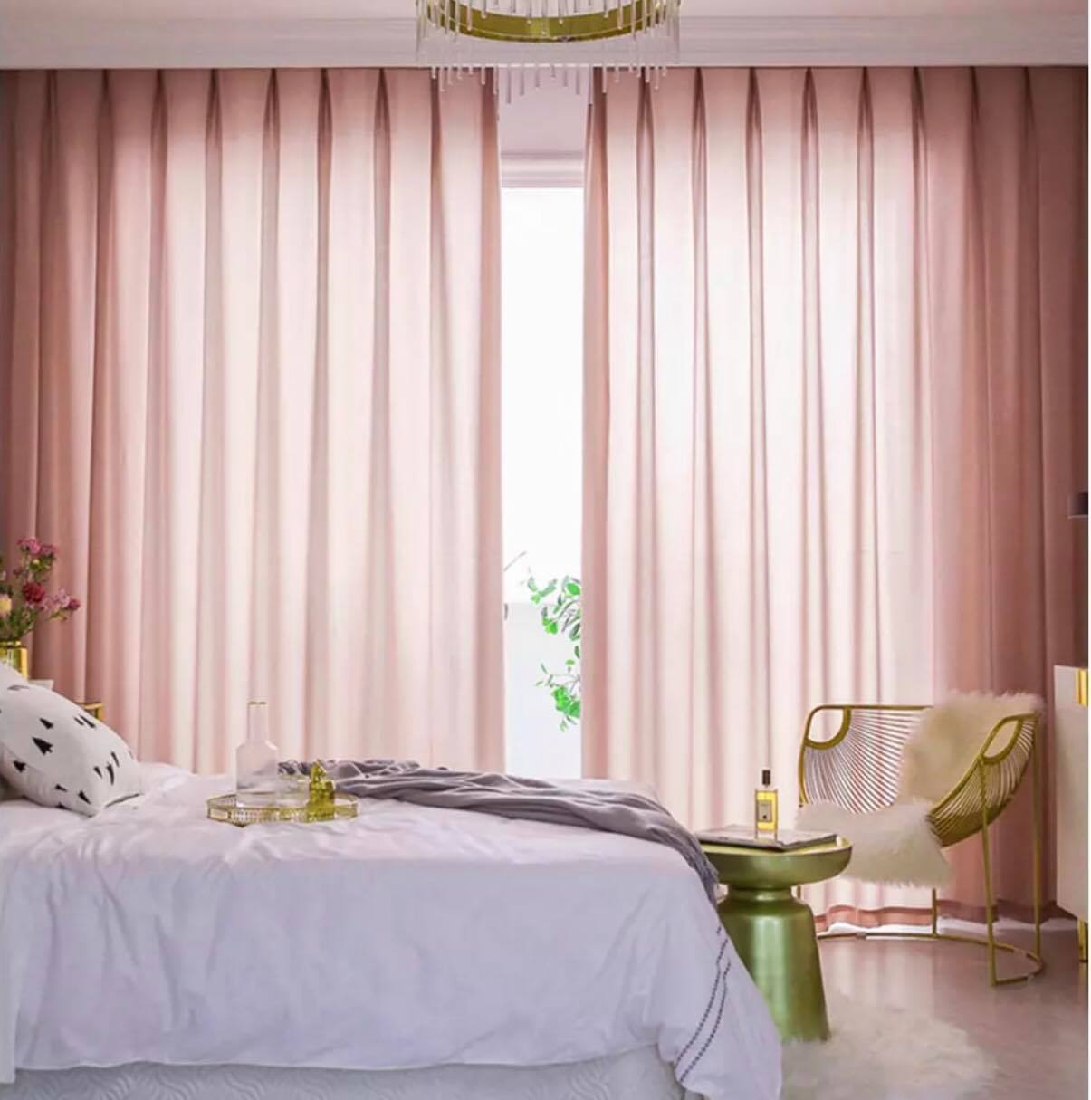 Velour Satin Κουρτίνα Ροζ 80% Σκίασης Με Τρέσα Υ270x2Φ80cm 341-10