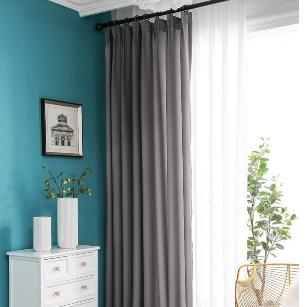 Velour Satin Κουρτίνα Γκρι 80% Σκίασης Με Τρέσα Υ270xΦ280cm 341-11