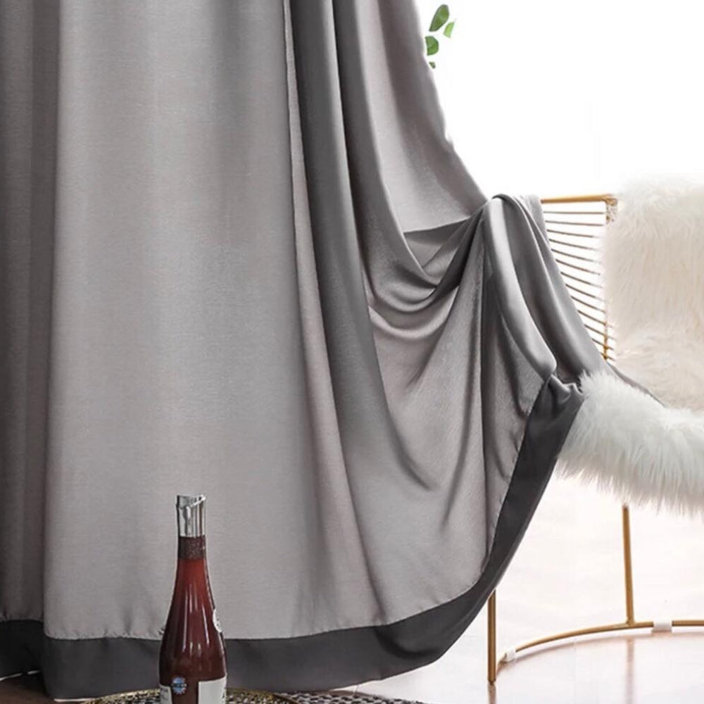 Velour Satin Κουρτίνα Γκρι 80% Σκίασης Με Τρέσα Υ270xΦ280cm 341-11
