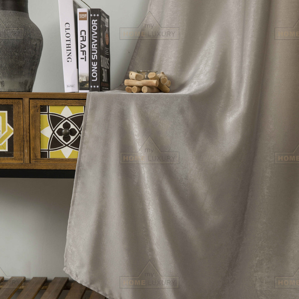 Velour Satin Κουρτίνα Μόκα 80% Σκίασης Με Τρέσα Υ270xΦ280cm 341-4