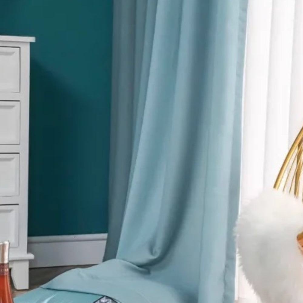 Velour Satin Κουρτίνα Πετρόλ 80% Σκίασης Με Τρέσα Υ270xΦ280cm 341-7