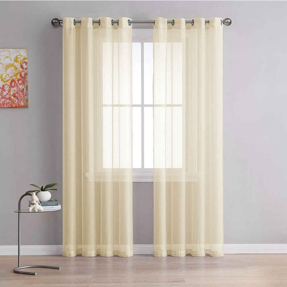 Island Κουρτίνα Τούλι Ημιδιάφανη Μπεζ Με Κρίκους Υ270xΦ280cm A342-1