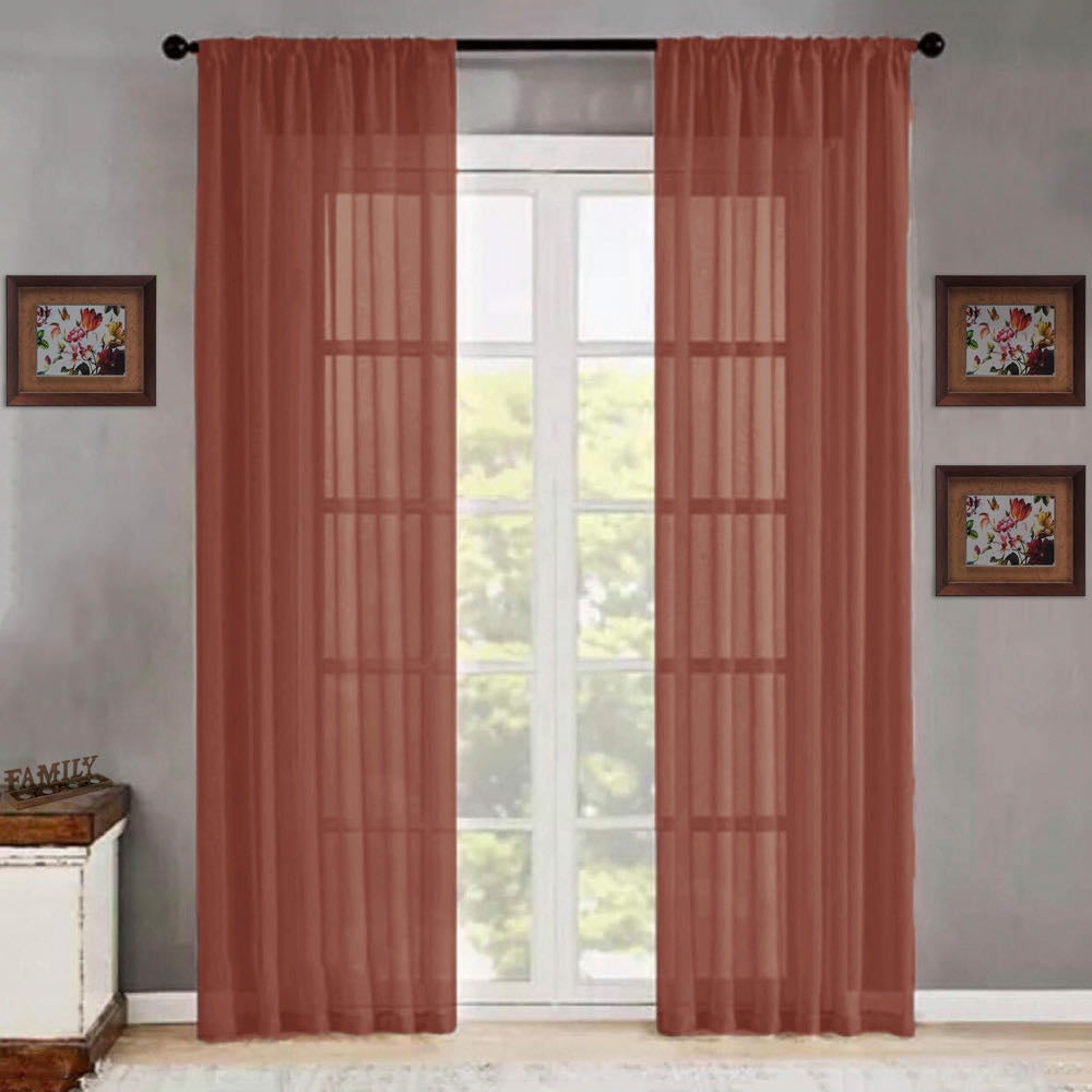 Island Κουρτίνα Τούλι Ημιδιάφανη Πορτοκαλί Με Κρίκο Υ270xΦ280cm A342-10