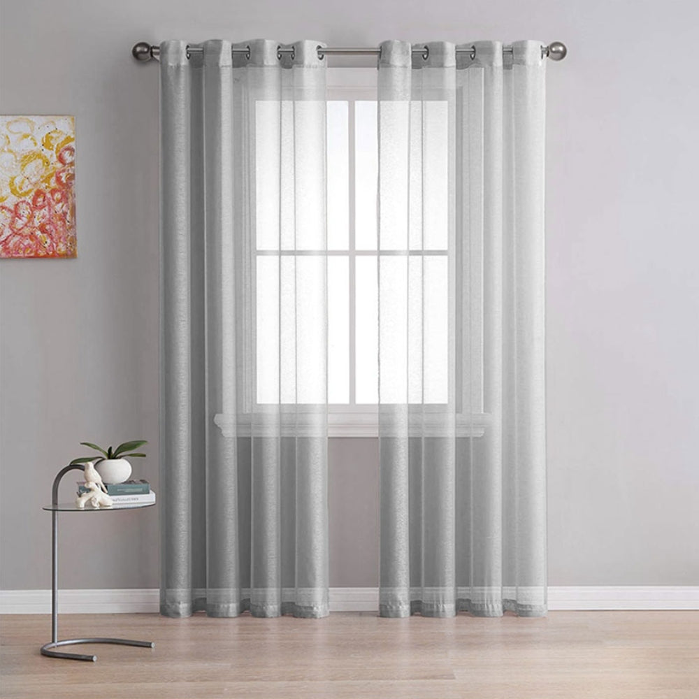 Island Κουρτίνα Τούλι Ημιδιάφανη Γκρι Με Κρίκο Υ270xΦ280cm A342-11
