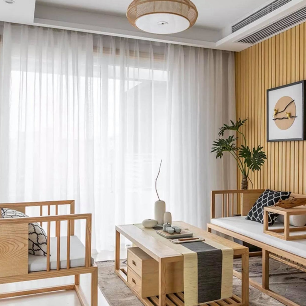 Island Λευκή Κουρτίνα Τούλι Ημιδιάφανη Με Κρίκο Υ270xΦ280cm A342-12