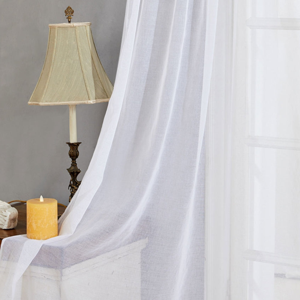 Island Λευκή Κουρτίνα Τούλι Ημιδιάφανη Με Τρέσα Υ270xΦ280cm 342-12