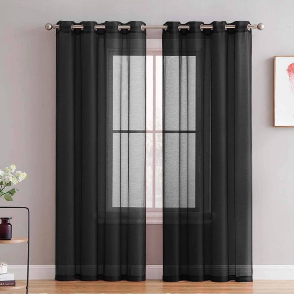 Island Κουρτίνα Τούλι Ημιδιάφανη Μαύρη Με Κρίκο Υ270xΦ280cm A342-18