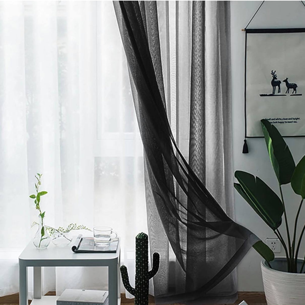 Island Κουρτίνα Τούλι Ημιδιάφανη Μαύρη Με Tρέσα Υ270xΦ280cm 342-18