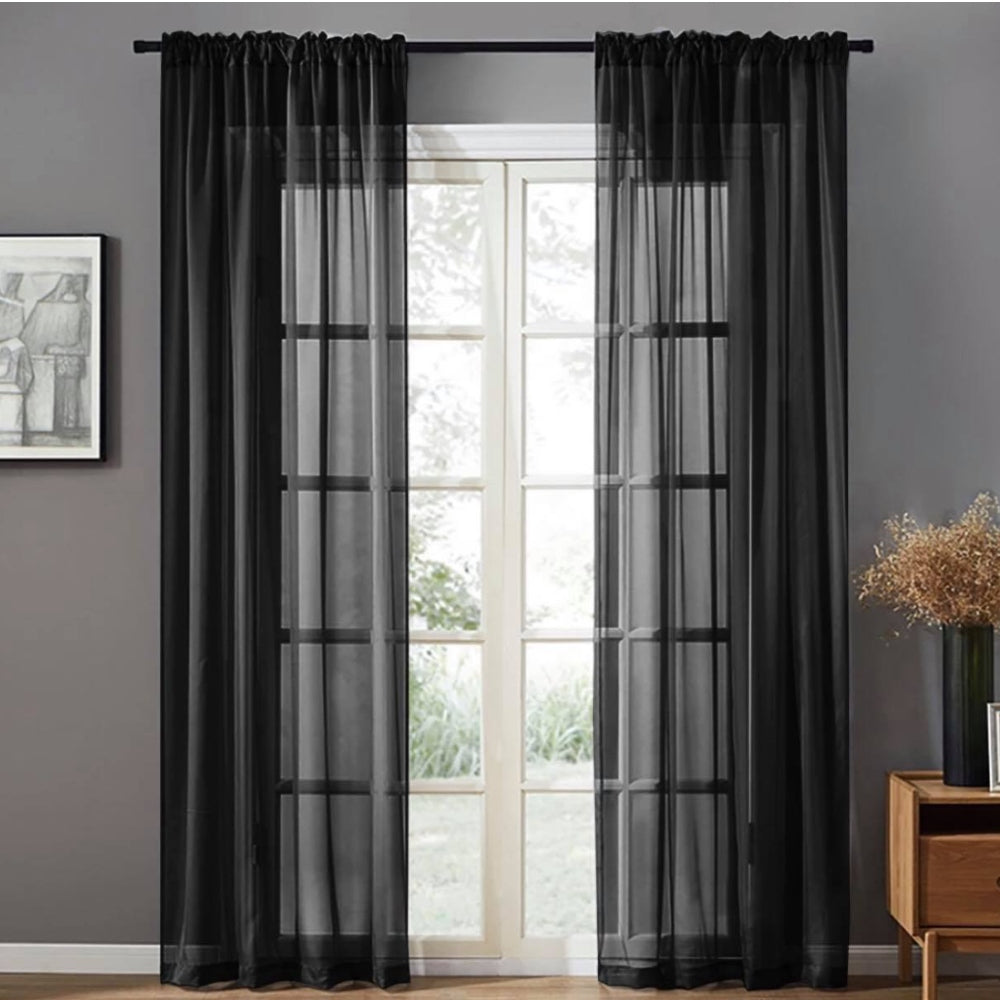 Island Κουρτίνα Τούλι Ημιδιάφανη Μαύρη Με Tρέσα Υ270xΦ280cm 342-18