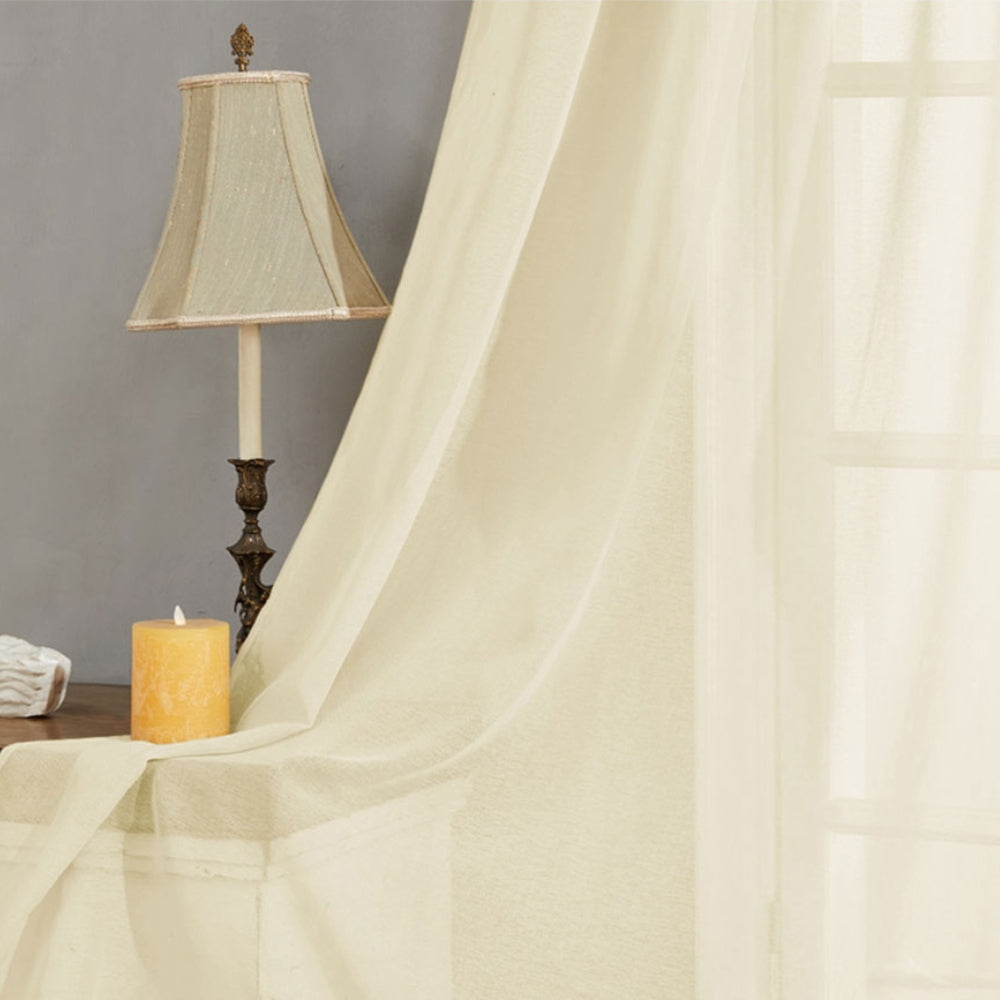 Island Κουρτίνα Τούλι Ημιδιάφανη Μπεζ Με Τρέσα Υ270xΦ280cm 342-1