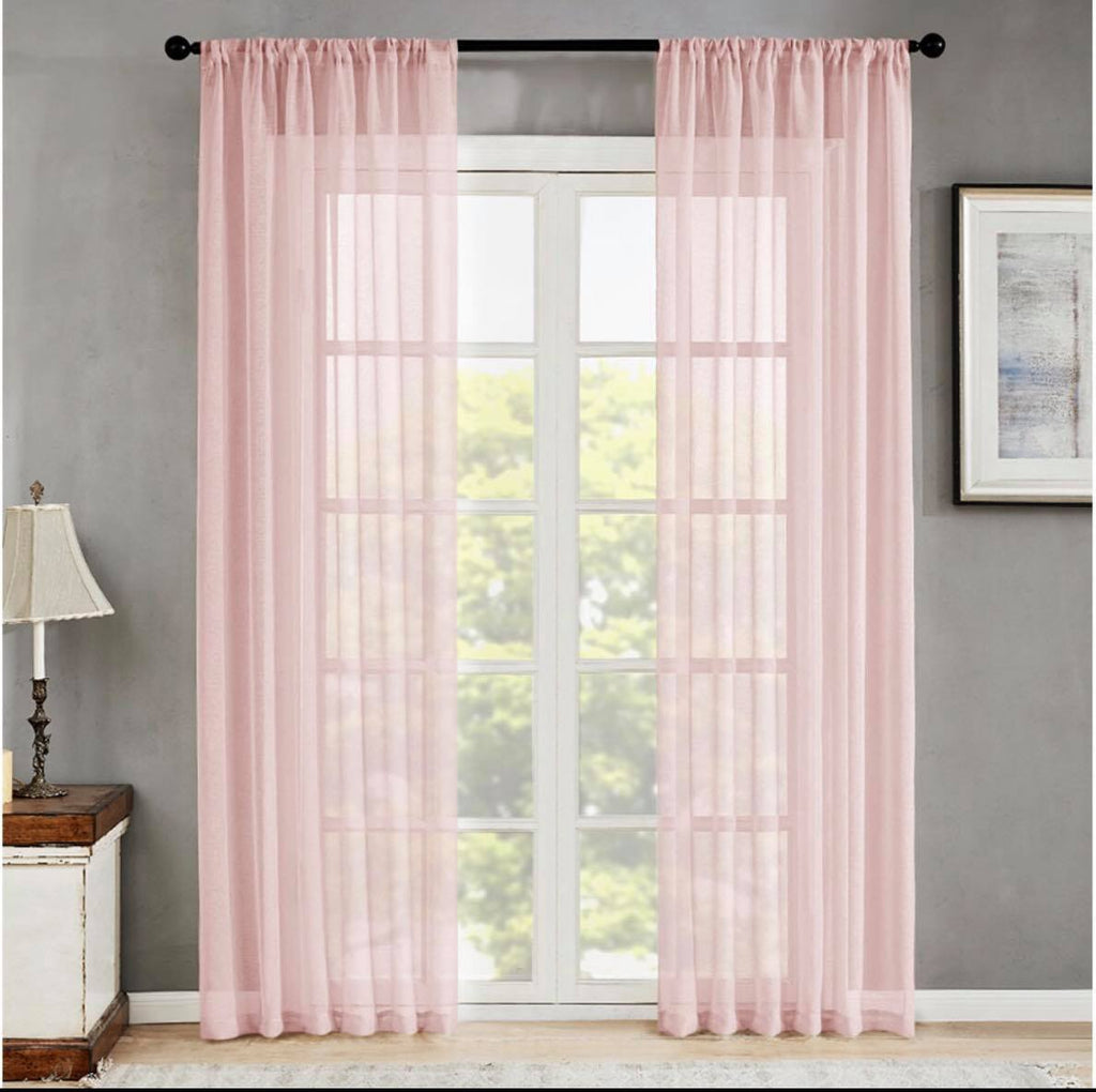 Line Κουρτίνα Λινή Ημιδιάφανη Ροζ Με Κρίκο Υ270xΦ280cm A400-10