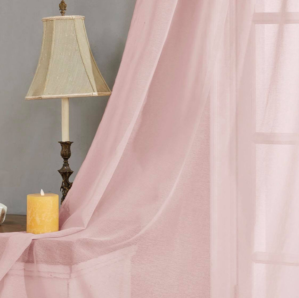 Line Κουρτίνα Λινή Ημιδιάφανη Ροζ Με Κρίκο Υ270xΦ280cm A400-10