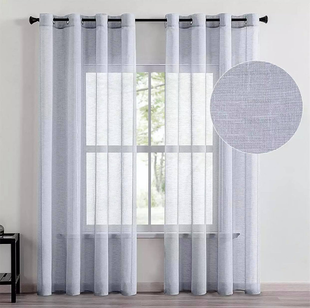 Line Κουρτίνα Λινή Ημιδιάφανη Γκρι Με Κρίκο Υ270xΦ280cm A400-11