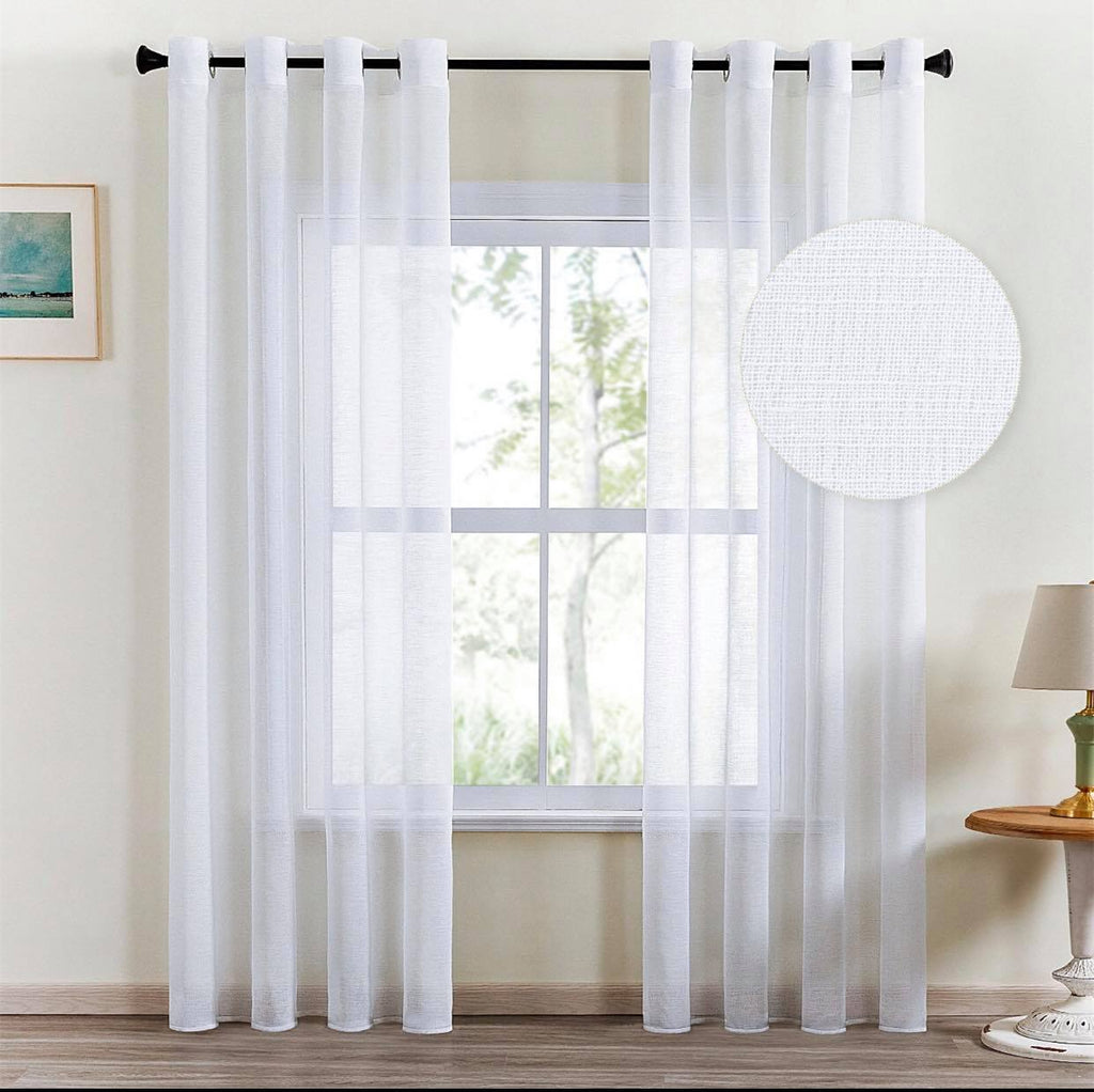 Line Κουρτίνα Λινή Ημιδιάφανη Λευκή Με Κρίκο Υ270xΦ280cm A400-12