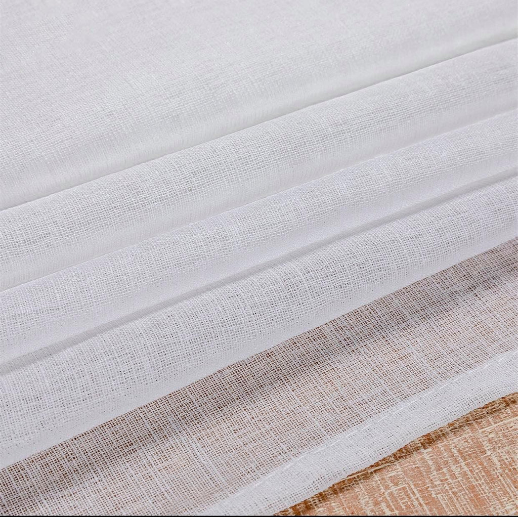 Line Κουρτίνα Λινή Ημιδιάφανη Λευκή Με Κρίκο Υ270xΦ280cm A400-12