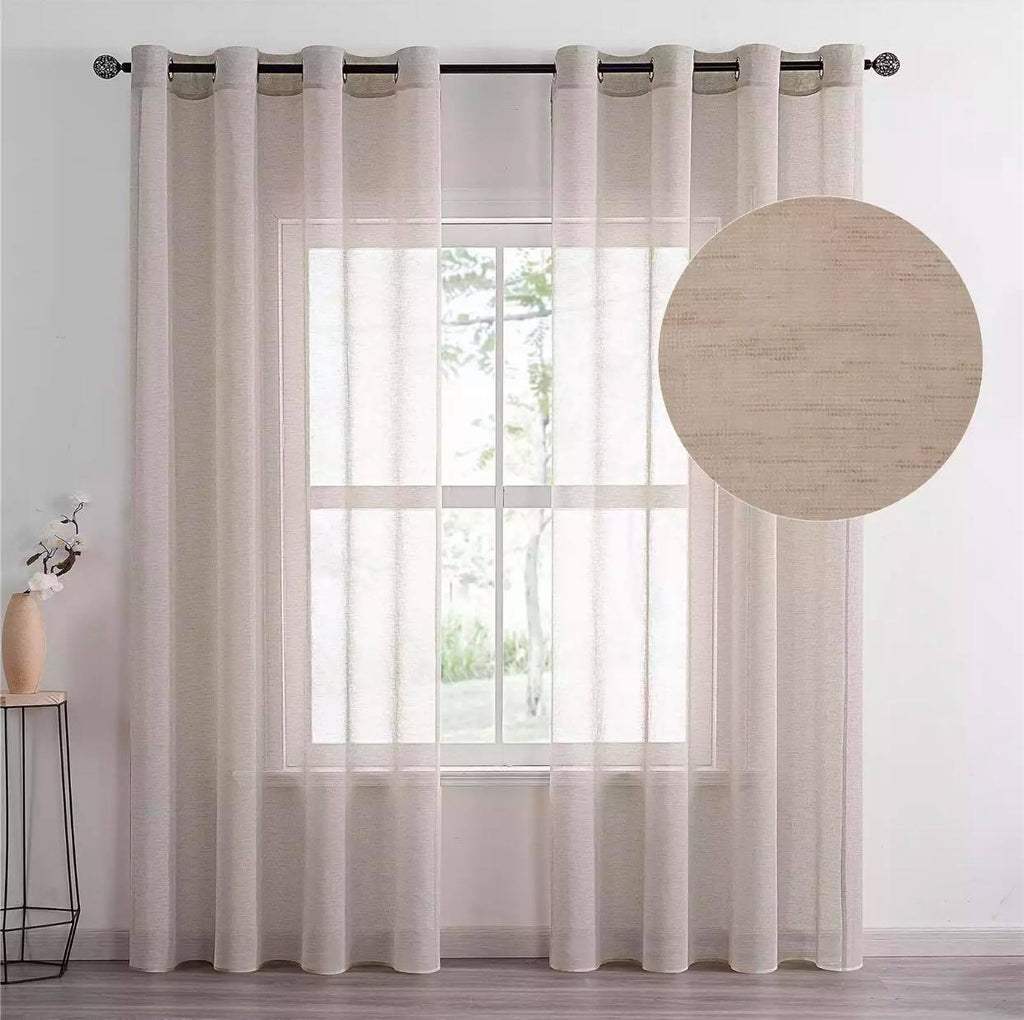 Line Κουρτίνα Λινή Ημιδιάφανη Καφέ Άμμου Με Κρίκο Υ270x280cm A400-4