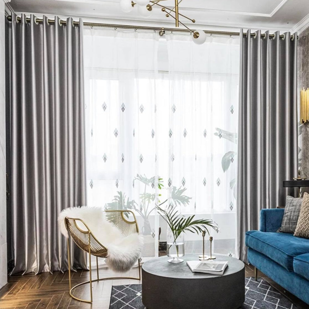 Ταφτά Κουρτίνα Σκίασης Γκρι Με Τρέσα Υ270xΦ280cm 575-11