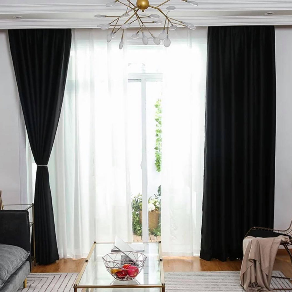 Ταφτά Κουρτίνα Σκίασης Μαύρη Με Τρέσα Υ270xΦ280cm 575-16