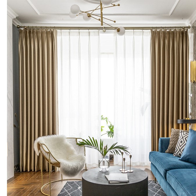 Ταφτά Κουρτίνα Σκίασης Χρυσή Με Τρέσα Υ270xΦ280cm 575-9