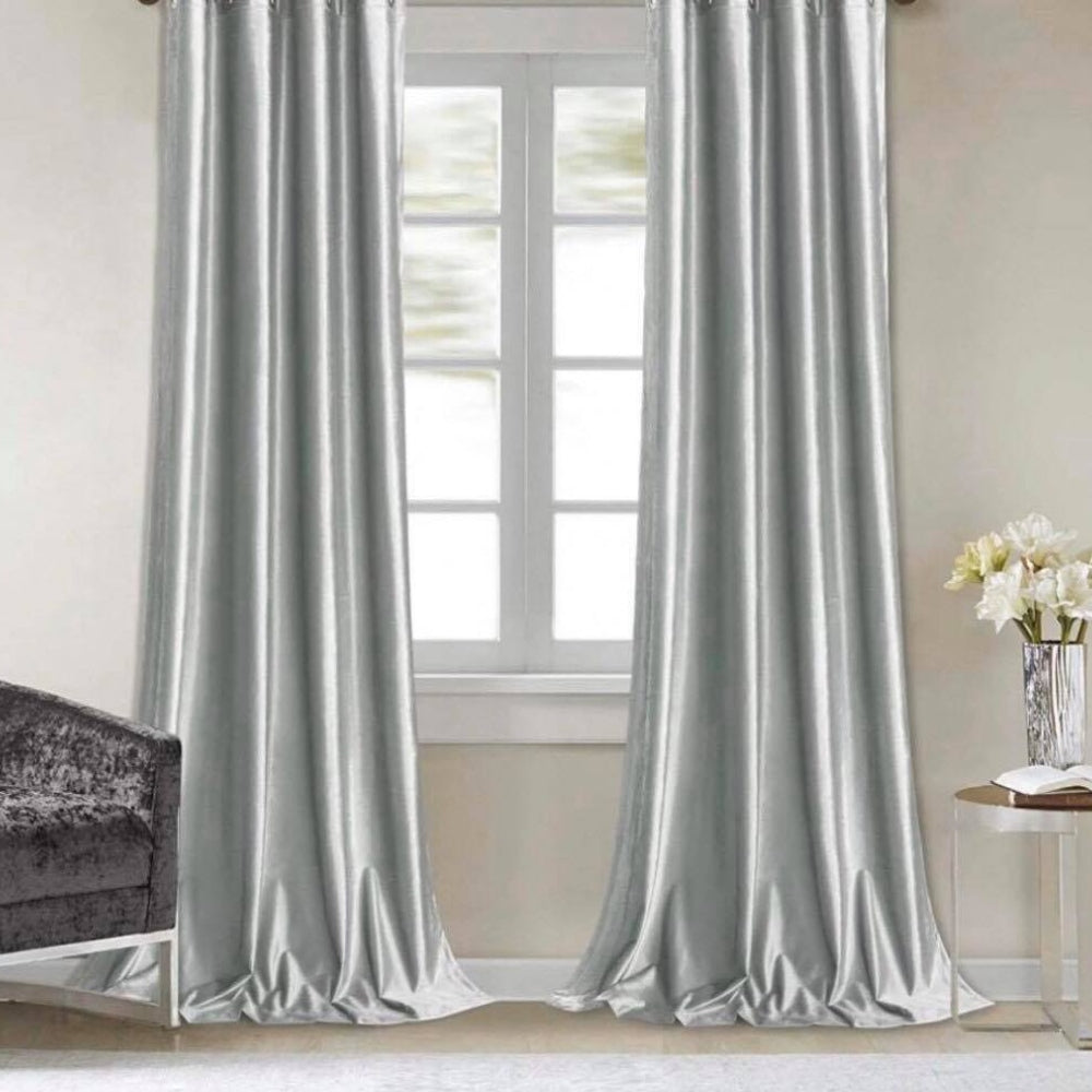 Velour Soft Κουρτίνα Σκίασης Ασημί Με Τρέσα Υ270xΦ280cm 596-11