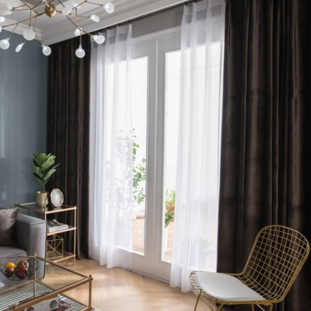 Velour Soft Κουρτίνα Σκίασης Σκούρο Καφέ Με Κρίκο Υ270xΦ280cm A596-13