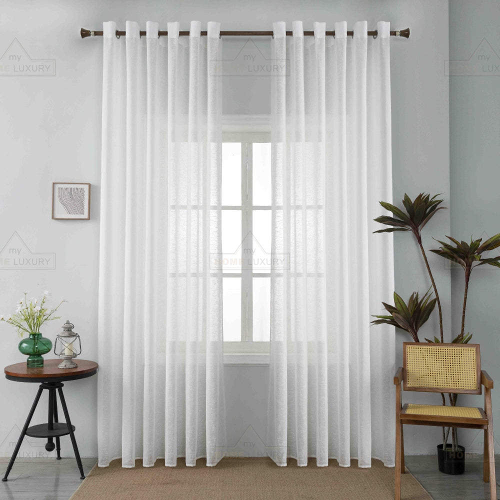 Κουρτίνα Ημιδιάφανη Λινή Λευκή Με Κρίκο 270x290cm A6023-21