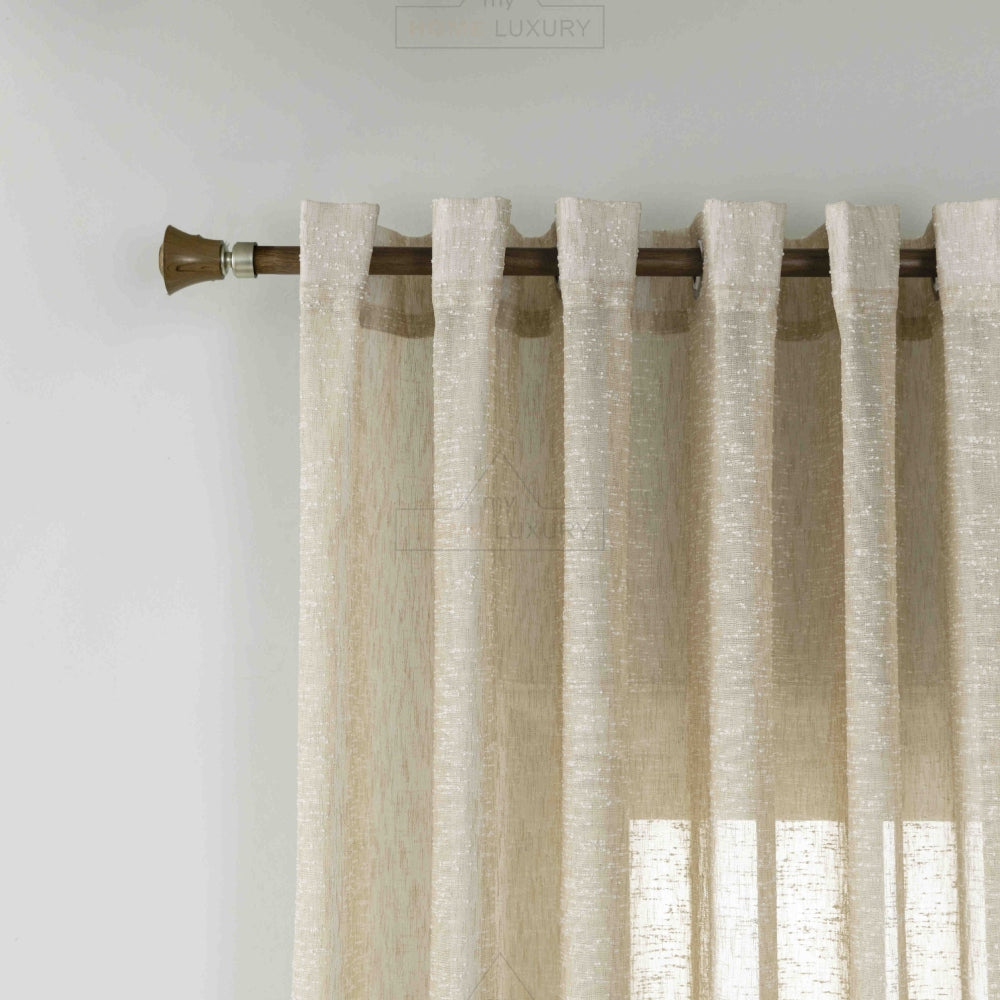 Κουρτίνα Ημιδιάφανη Λινή Μπεζ Με Κρίκο 270x290cm A6023-22