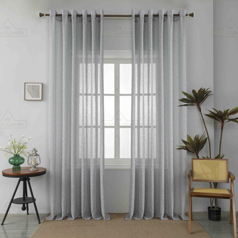 Κουρτίνα Ημιδιάφανη Λινή Γκρι Με Κρίκο 270x290cm A6023-23