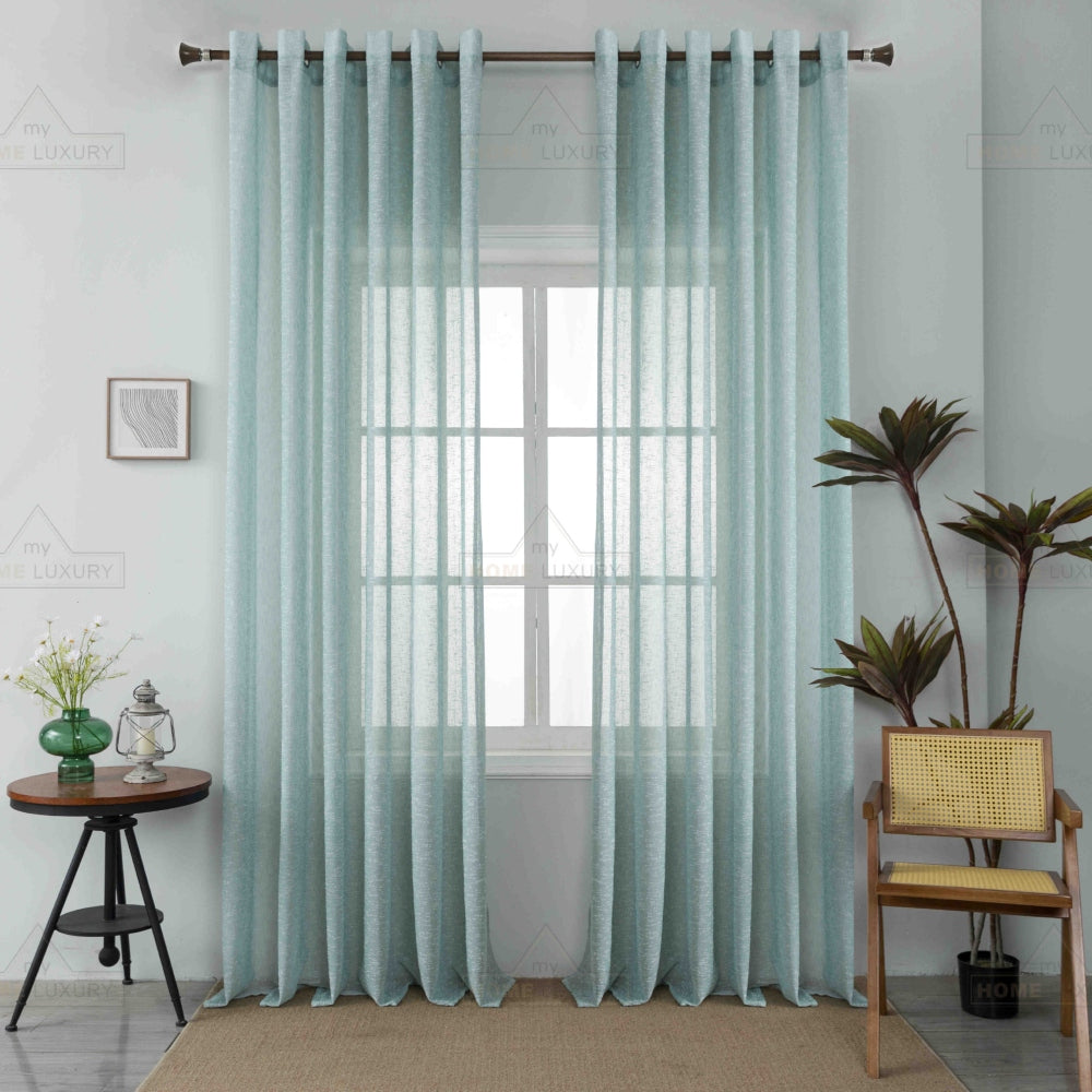 Κουρτίνα Ημιδιάφανη Λινή Πετρόλ Με Κρίκο 270x290cm A6023-26