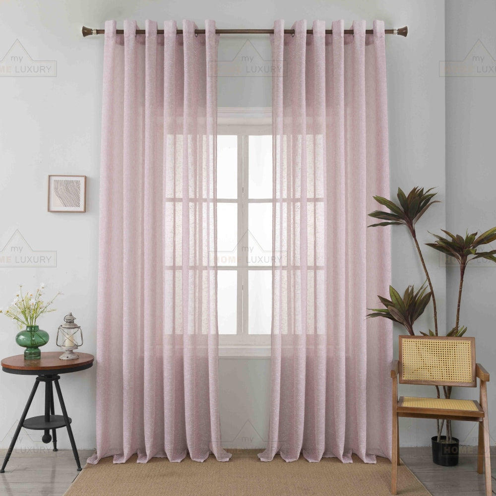 Κουρτίνα Ημιδιάφανη Λινή Ροζ Με Κρίκο 270x290cm A6023-27