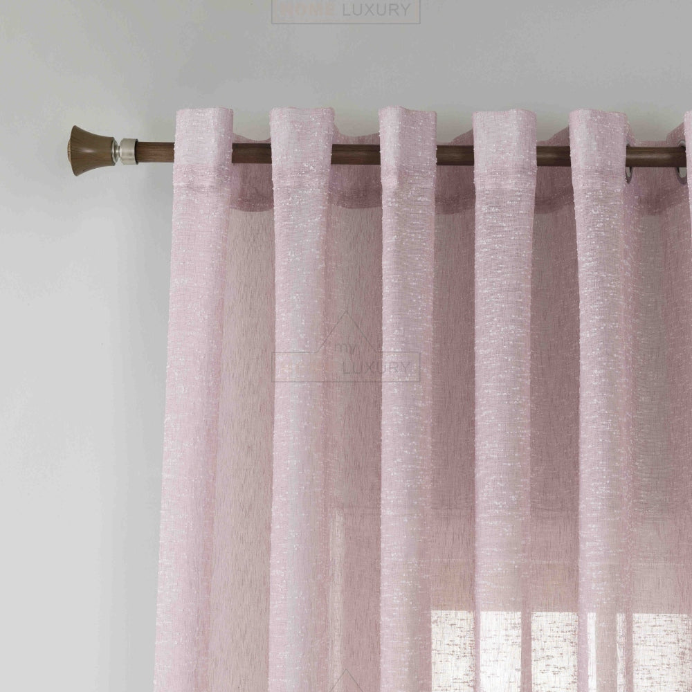 Κουρτίνα Ημιδιάφανη Λινή Ροζ Με Κρίκο 270x290cm A6023-27