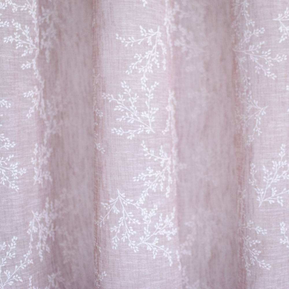Κουρτίνα Λινή Ημιδιάφανη Σάπιο Μήλο Με Λευκά Άνθη Με Κρίκο Υ270xΦ280cm A710-17