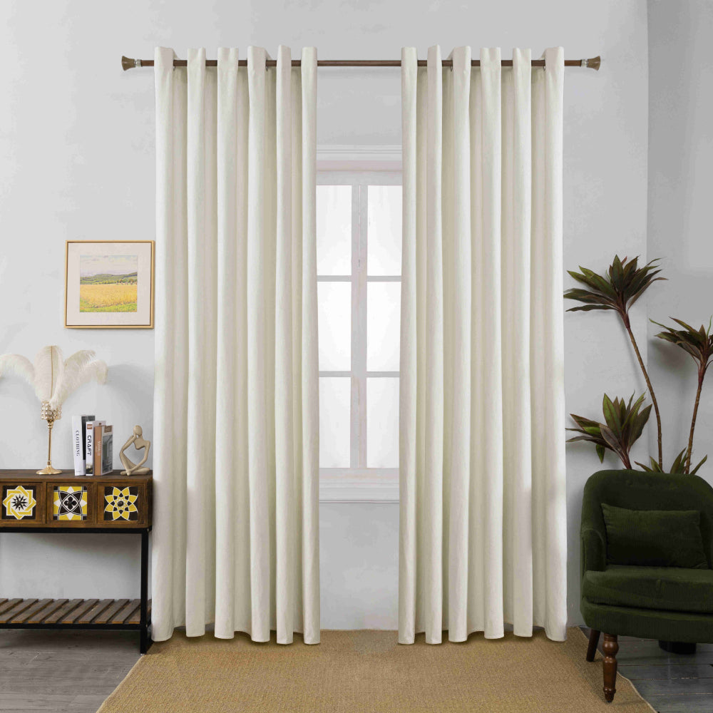 Κουρτίνα Σκίασης Ζακάρ Εκρού Με Κρίκους 270x255cm 8035-1