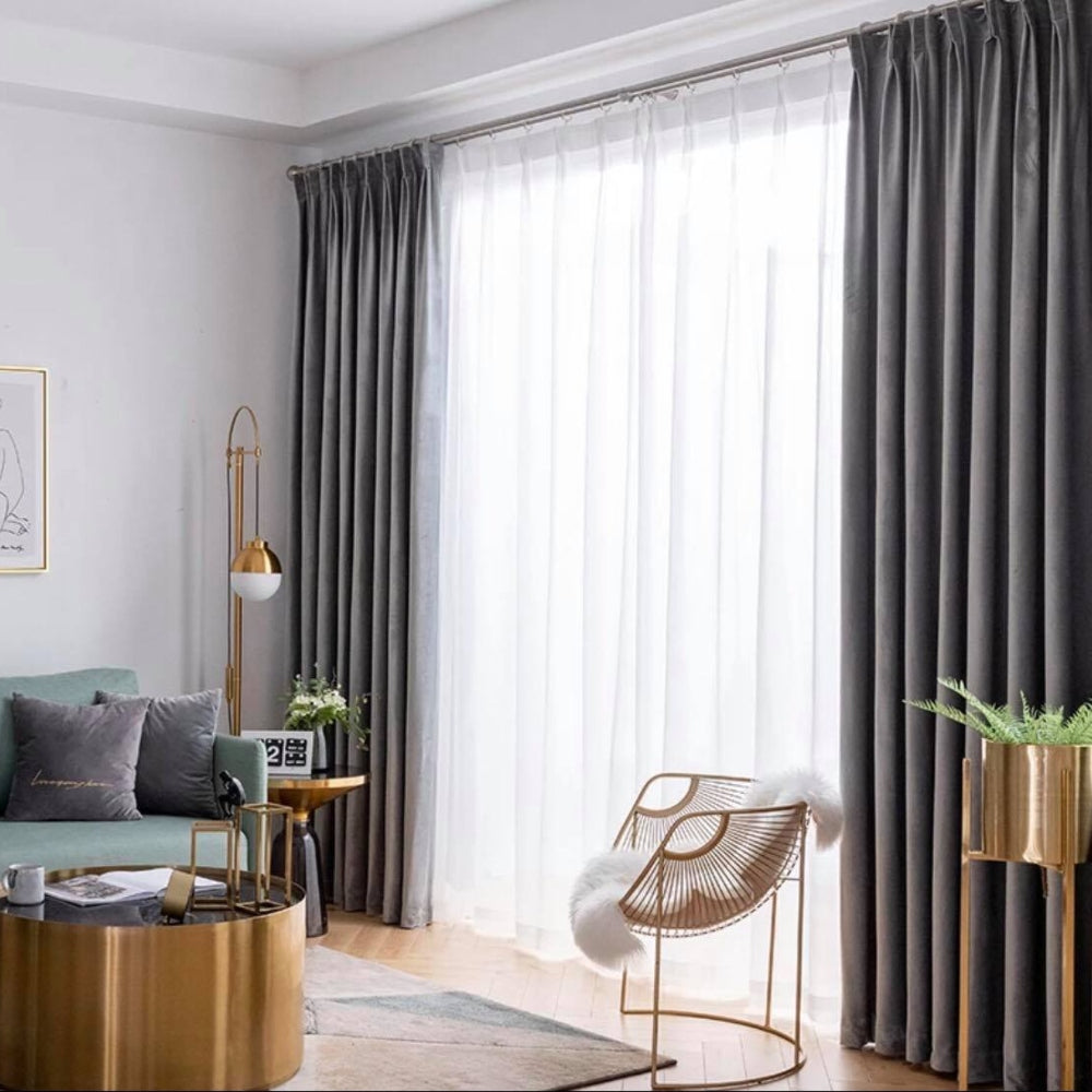 Velvet Κουρτίνα Σκίασης Γκρι Με Τρέσα Υ270xΦ280cm 910-11