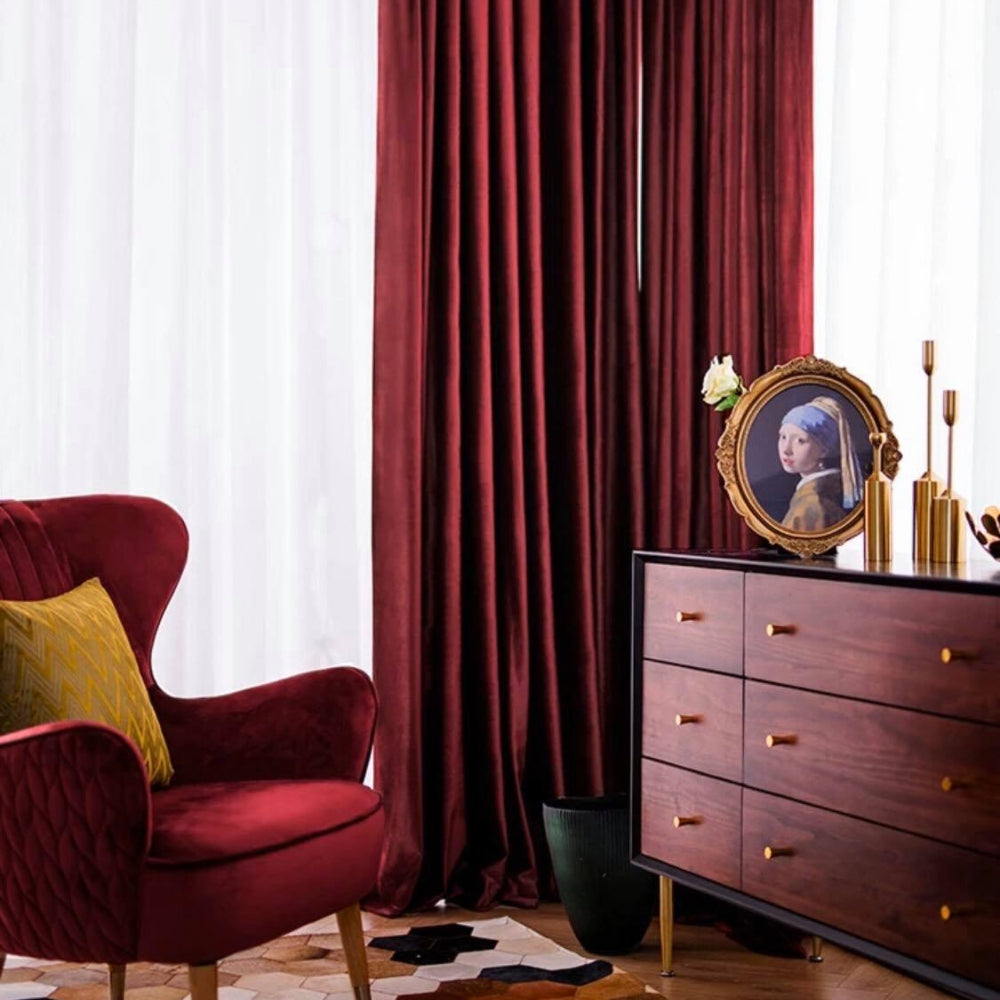 Velvet Κουρτίνα Σκίασης Μπορντό Με Τρέσα Υ270xΦ280cm 910-2