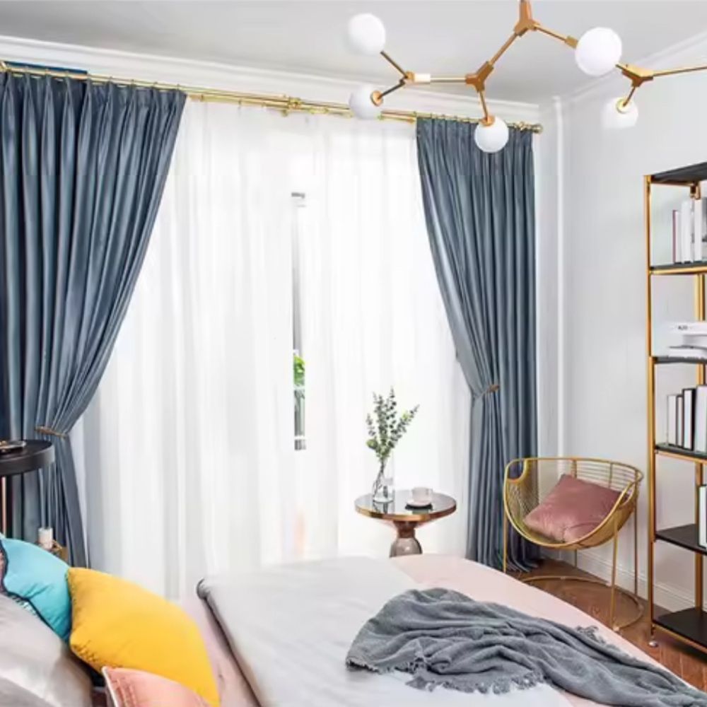 Velvet Κουρτίνα Σκίασης Μπλε με Τρέσα 270x280cm 910-7