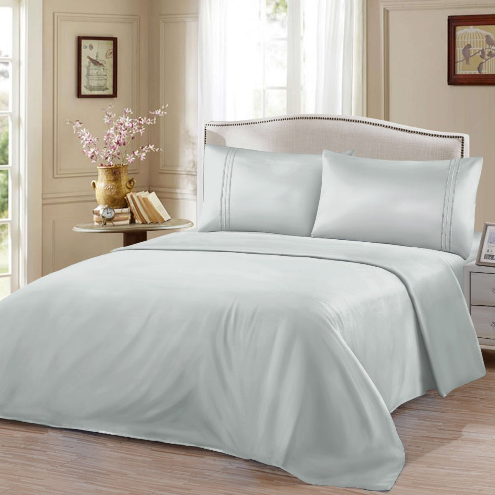 Σετ Σεντόνια Υπέρδιπλα Γκρι Με Λάστιχο 180x200+30cm 4τμχ Microcotton 912-4