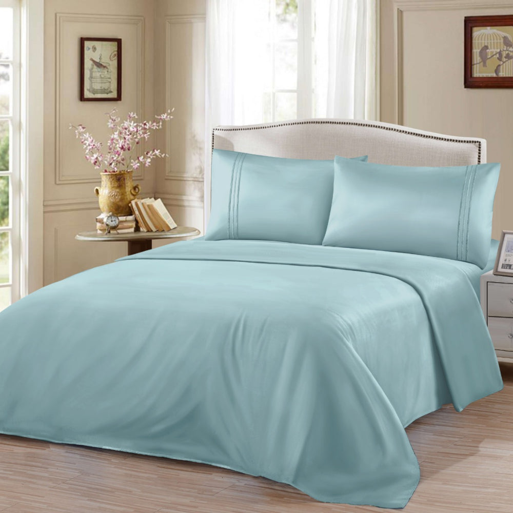 Σετ Σεντόνια Υπέρδιπλα Πετρόλ Με Λάστιχο 180x200+30cm 4τμχ Microcotton 912-9