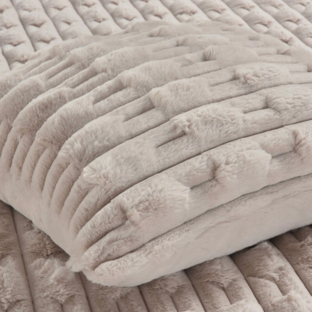 Σετ Κουβέρτοπάπλωμα Γούνα Rabbit 220x240cm 4τμχ Μπεζ 986501