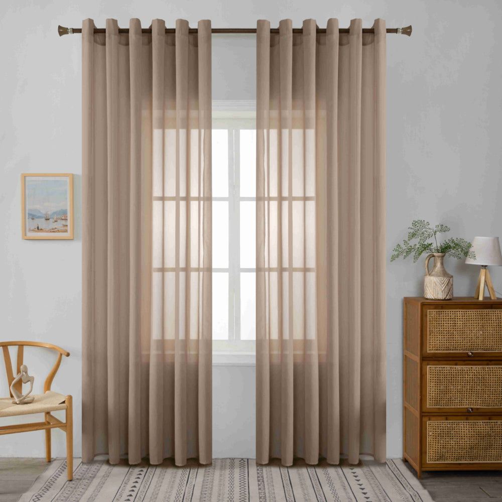 Κουρτίνα Ημιδιάφανη Βουάλ Καφέ Με Κρίκο Υ270xΦ270cm A6030-4