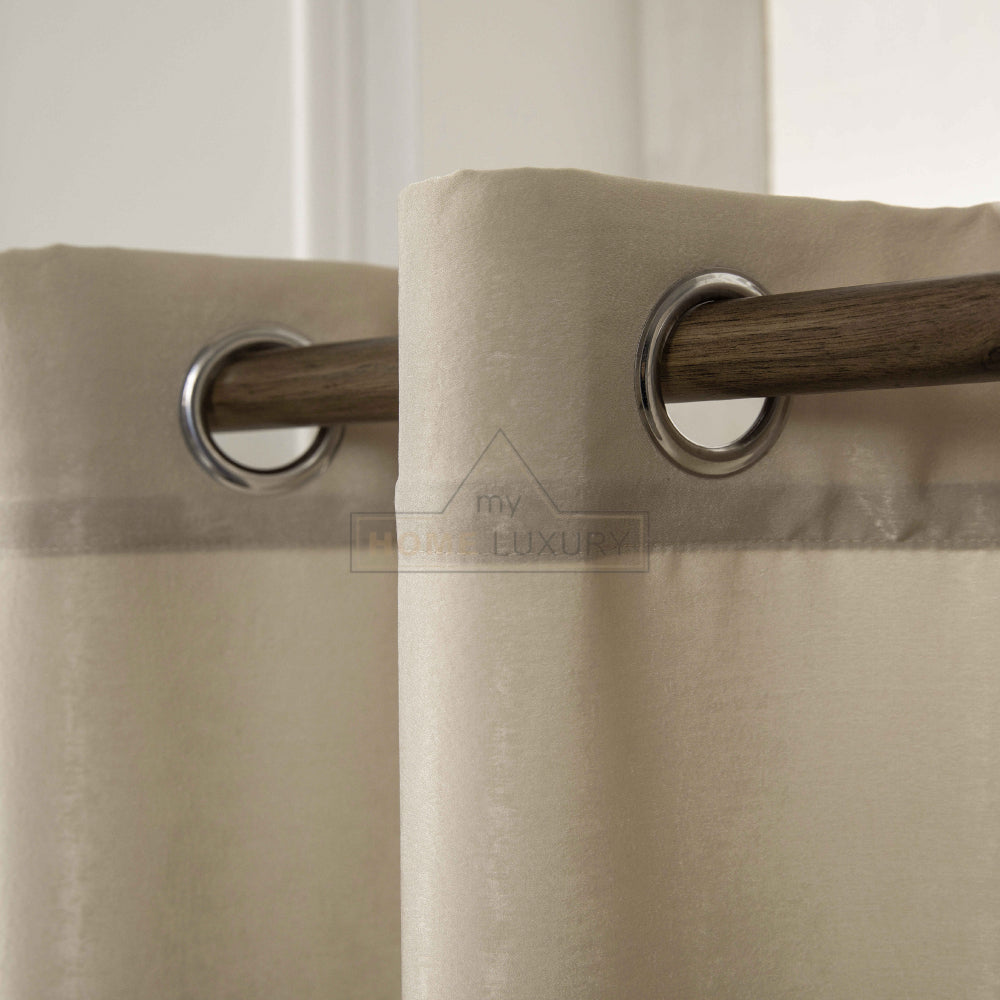 Velour Satin Κουρτίνα Μπεζ Χρυσό 80% Σκίασης Με Κρίκο Υ270xΦ280cm A6341-14