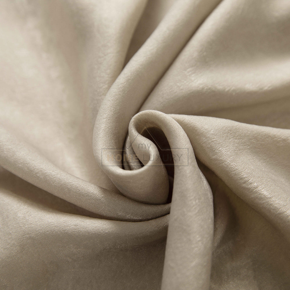 Velour Satin Κουρτίνα Μπεζ Χρυσό 80% Σκίασης Με Τρέσα Υ270xΦ280cm 341-1