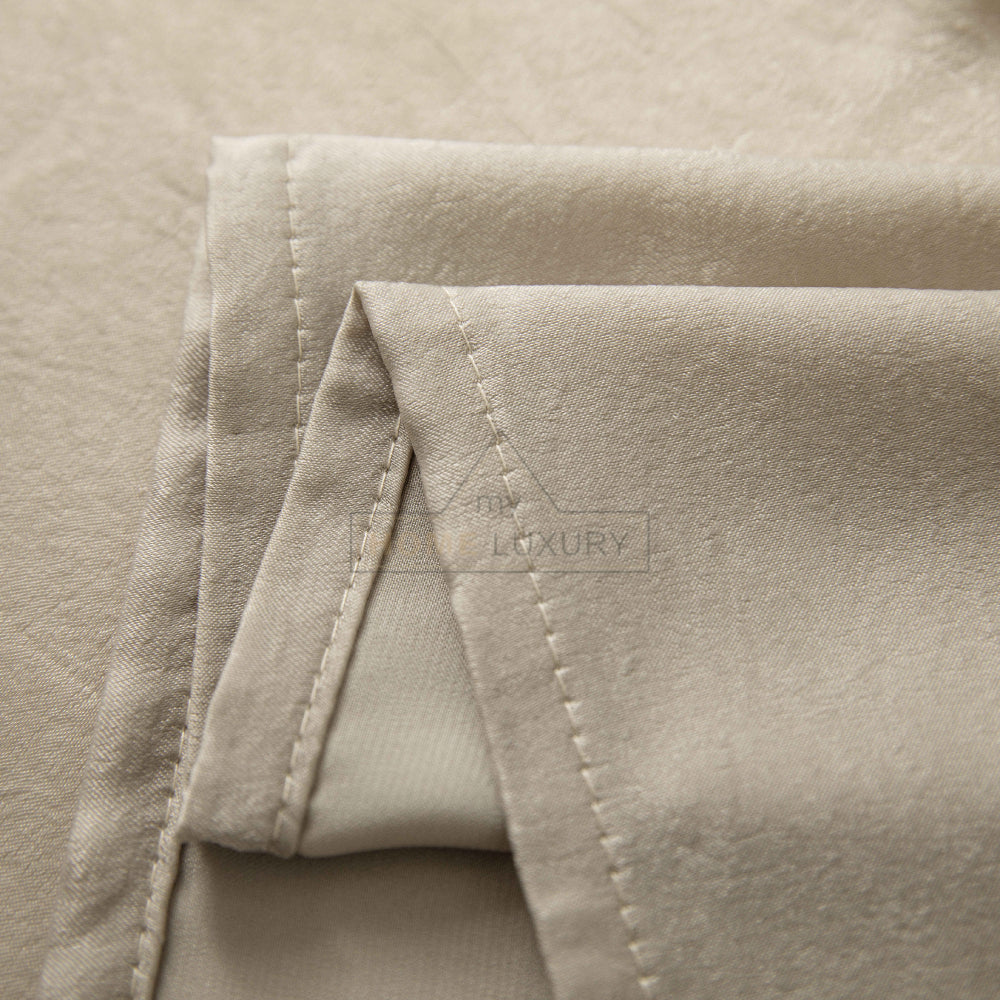 Velour Satin Κουρτίνα Μπεζ Χρυσό 80% Σκίασης Με Τρέσα Υ270xΦ280cm 341-1