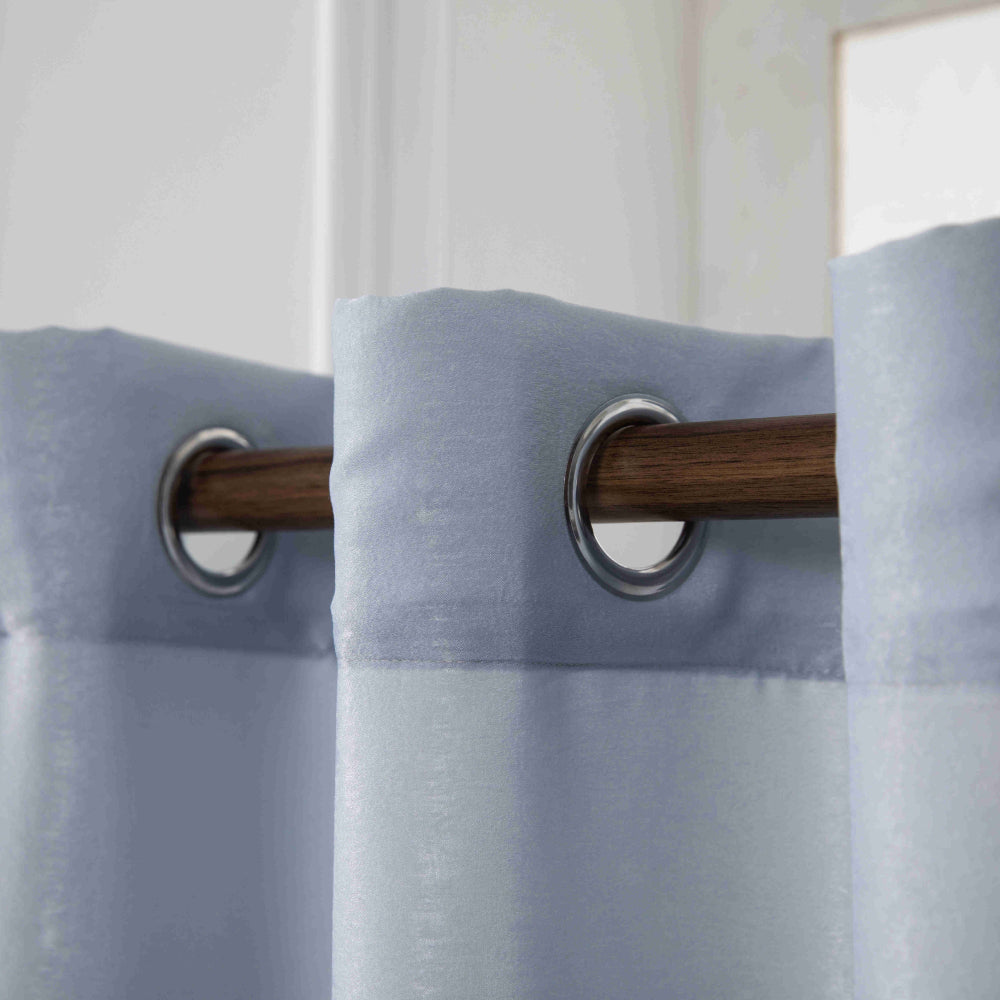 Velour Satin Κουρτίνα Ανοιχτό Μπλε 80% Σκίασης Με Κρίκο Υ270xΦ280cm A6341-15