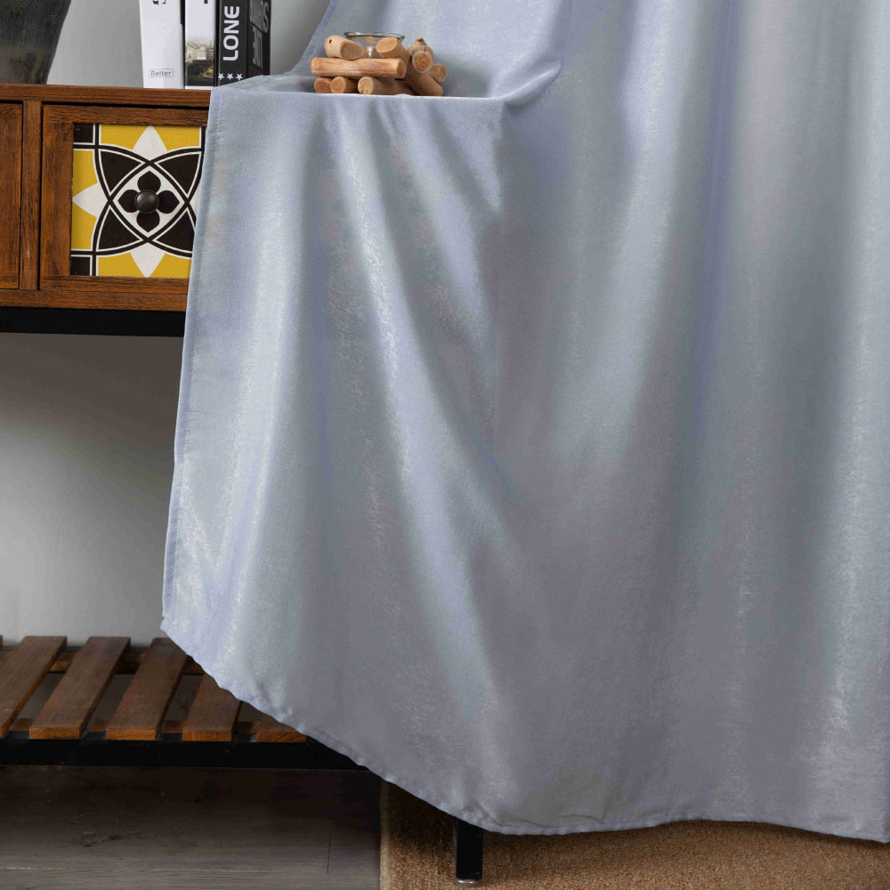 Velour Satin Κουρτίνα Ανοιχτό Μπλε 80% Σκίασης Με Κρίκο Υ270xΦ280cm A6341-15