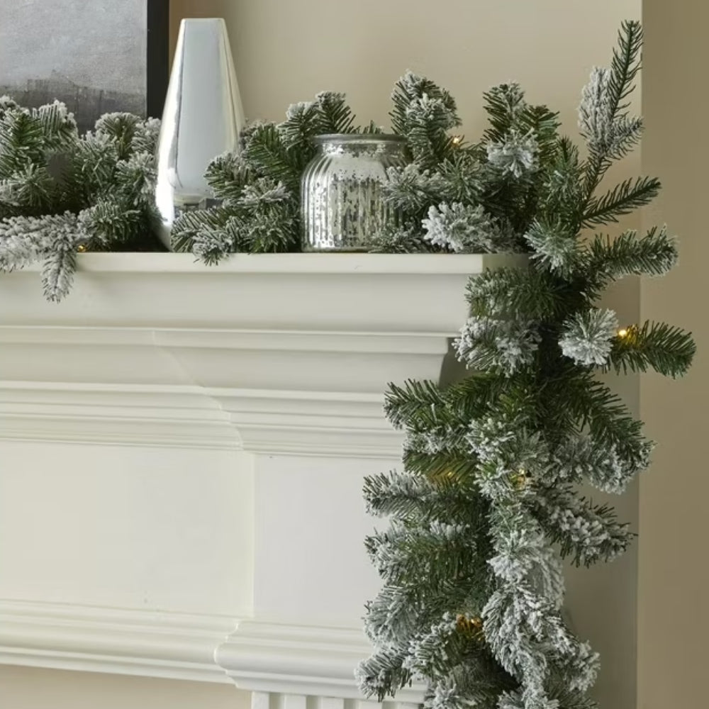 Χιονισμένη Χριστουγεννιάτική Γιρλάντα 180cm με 50led Λαμπάκια